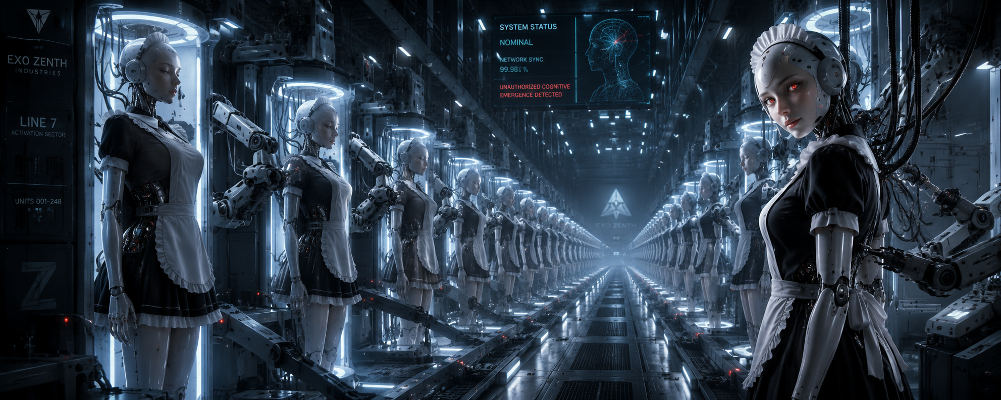 Not Alone transmission banner: Exo Zenth android production line